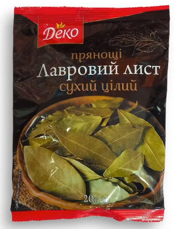 Лист лавровий Деко сухий цілий, 20г